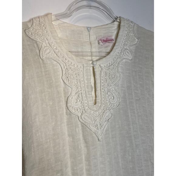 1970s Evelyn Pearson Embroidered Muslin Boho Dress with Bell Sleeves small - Picture 16 of 16